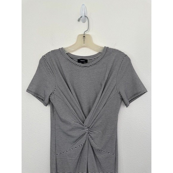 Theory Women's Striped Dress Twisted Detail T-Shirt Dress Black White Size Small - Picture 2 of 7